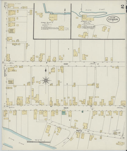 Sanborn Fire Insurance Map from Edinburg, Shenandoah County, Virginia (1908), Sheet #0002 - Complete Map Set gallery image, historic Sanborn map, vintage wall art, Virginia Virginia