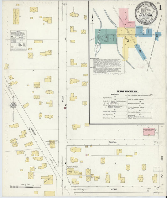 Sanborn Fire Insurance Map from Delevan, Cattaraugus County, New York (1912), Sheet #0001 - Complete Map Set gallery image, historic Sanborn map, vintage wall art, New York New York