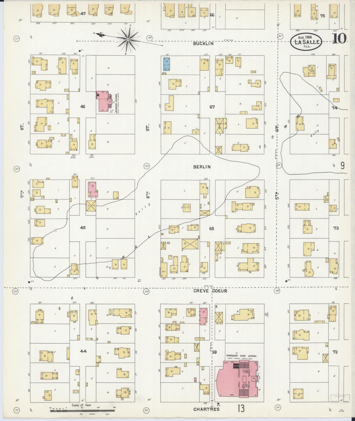 Sanborn Fire Insurance Map from La Salle, La Salle County, Illinois (1906), Sheet #0010 - Complete Map Set gallery image, historic Sanborn map, vintage wall art, Illinois Illinois