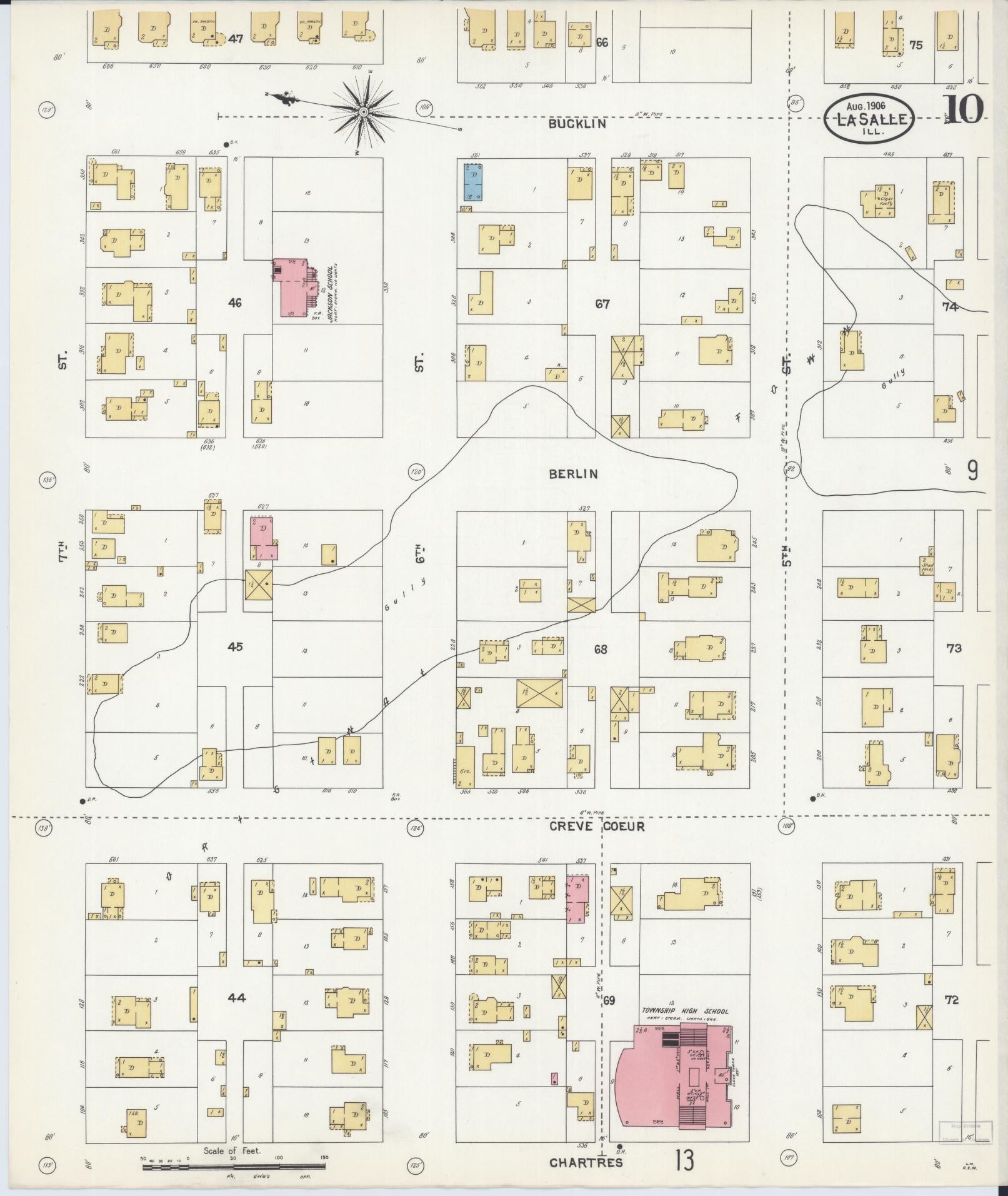 Sanborn Fire Insurance Map from La Salle, La Salle County, Illinois (1906), Sheet #0010 - Complete Map Set gallery image, historic Sanborn map, vintage wall art, Illinois Illinois