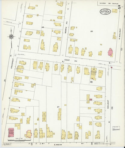 Sanborn Fire Insurance Map from Attica, Wyoming County, New York (1917), Sheet #0005 - Complete Map Set gallery image, historic Sanborn map, vintage wall art, Attica Wyoming