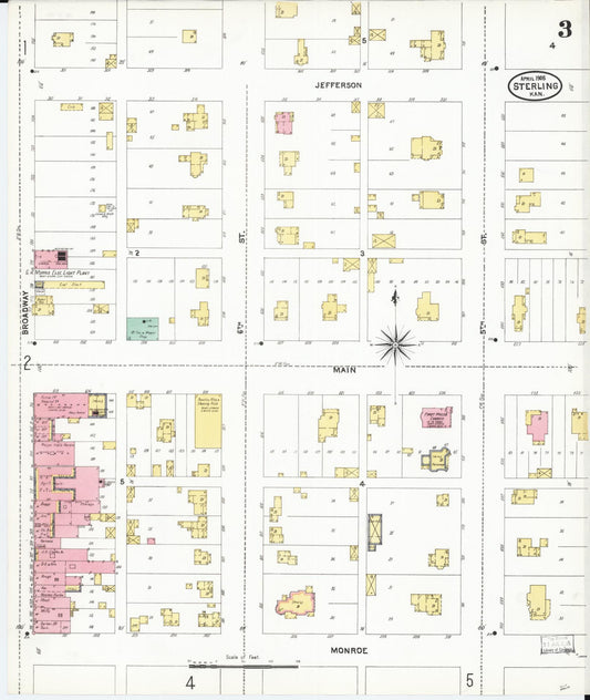 Sanborn Fire Insurance Map from Sterling, Rice County, Kansas (1905), Sheet #0003 - Historic Sanborn Fire Insurance Map Print, vintage old map wall art, antique decor, genealogy gift, Kansas Kansas map