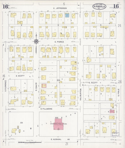 Sanborn Fire Insurance Map from Kirksville, Adair County, Missouri (1925), Sheet #0016 - Complete Map Set gallery image, historic Sanborn map, vintage wall art, Missouri Missouri