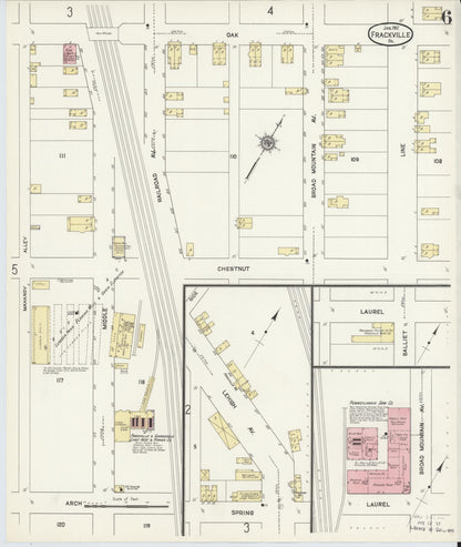 Sanborn Fire Insurance Map from Frackville, Schuylkill County, Pennsylvania (1912), Sheet #0006 - Historic Sanborn Fire Insurance Map Print, vintage old map wall art, antique decor, genealogy gift, Pennsylvania Pennsylvania map