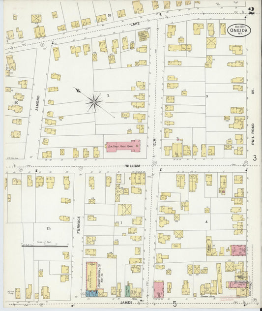 Sanborn Fire Insurance Map from Oneida, Madison County, New York (1899), Sheet #0002 - Historic Sanborn Fire Insurance Map Print, vintage old map wall art, antique decor, genealogy gift, New York New York map