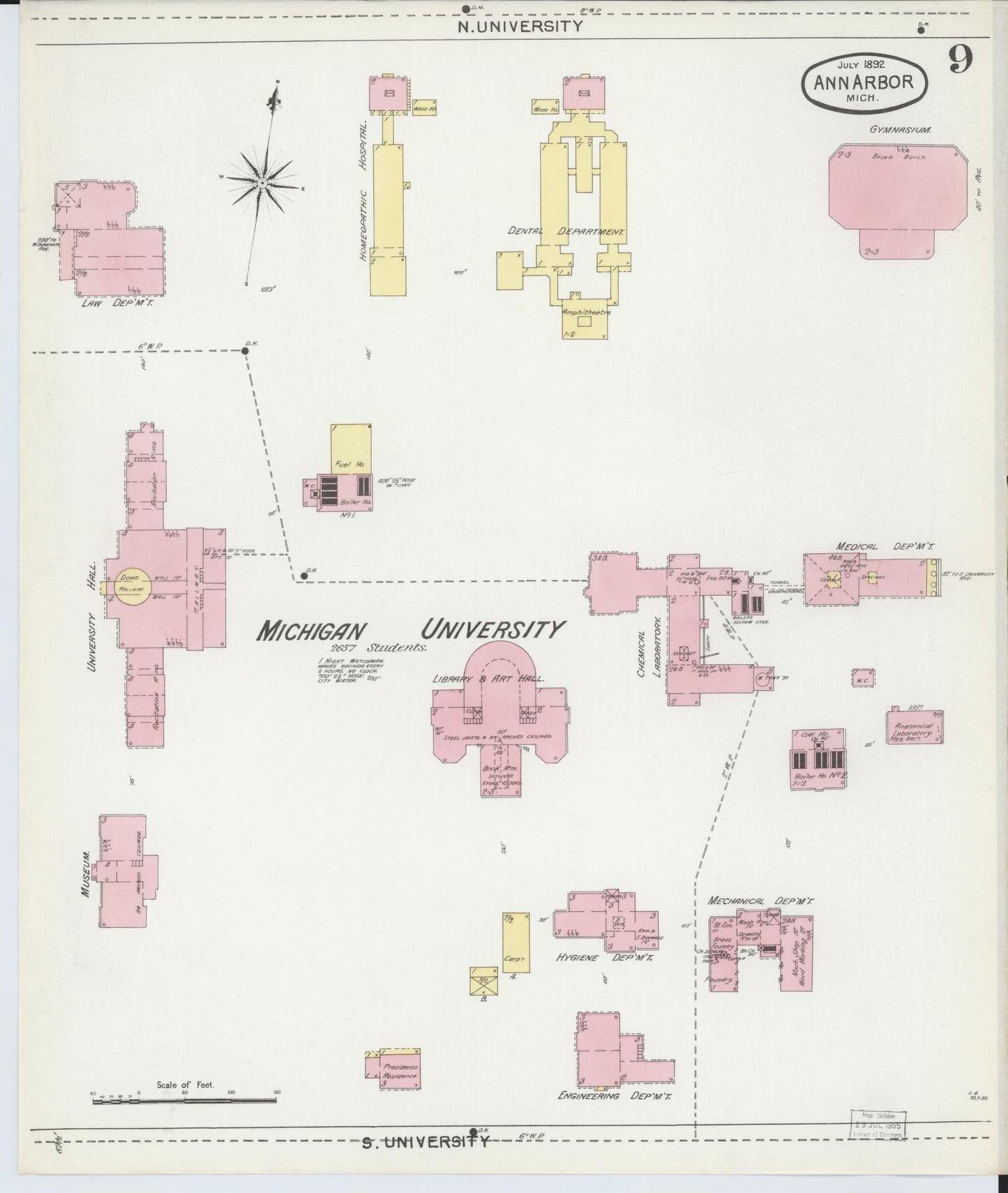 Sanborn Fire Insurance Map from Ann Arbor, Washtenaw County, Michigan (1892), Sheet #0009 - Complete Map Set gallery image, historic Sanborn map, vintage wall art, Michigan Michigan