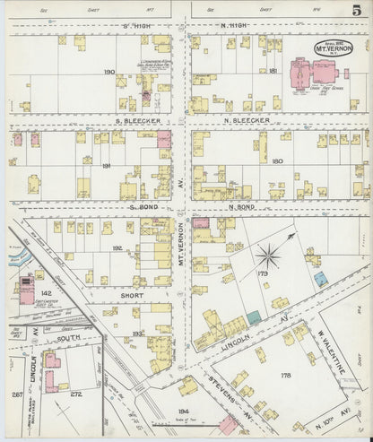 Sanborn Fire Insurance Map from Mount Vernon, Westchester County, New York (1892), Sheet #0005 - Historic Sanborn Fire Insurance Map Print, vintage old map wall art, antique decor, genealogy gift, New York New York map