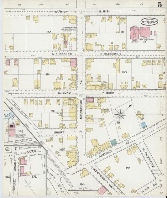 Sanborn Fire Insurance Map from Mount Vernon, Westchester County, New York (1892), Sheet #0005 - Historic Sanborn Fire Insurance Map Print, vintage old map wall art, antique decor, genealogy gift, New York New York map
