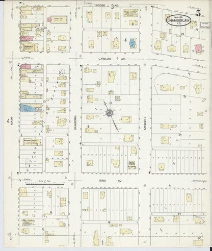 Sanborn Fire Insurance Map from Chamberlain, Brule County, South Dakota (1914), Sheet #0005 - Complete Map Set gallery image, historic Sanborn map, vintage wall art, South Dakota South Dakota