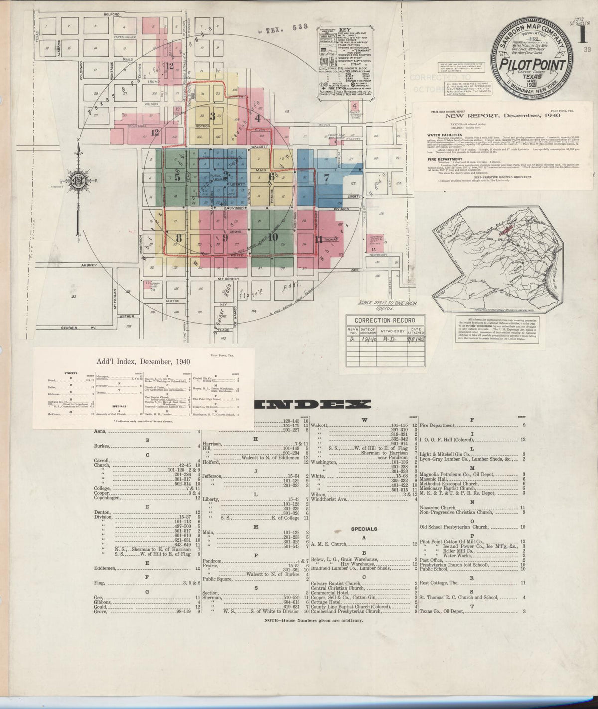 Sanborn Fire Insurance Map from Pilot Point, Denton County, Texas (1940), Sheet #0001 - Complete Map Set gallery image, historic Sanborn map, vintage wall art, Texas Texas