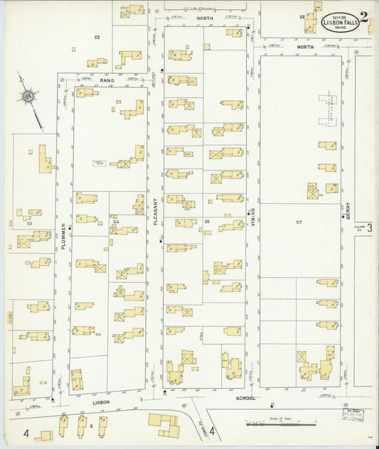 Sanborn Fire Insurance Map from Lisbon Falls, Androscoggin County, Maine (1911), Sheet #0002 - Historic Sanborn Fire Insurance Map Print, vintage old map wall art, antique decor, genealogy gift, Maine Maine map