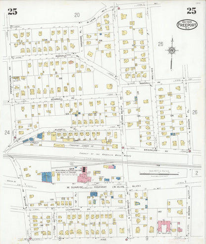 Sanborn Fire Insurance Map from Freeport, Nassau County, New York (1928), Sheet #0025 - Complete Map Set gallery image, historic Sanborn map, vintage wall art, New York New York