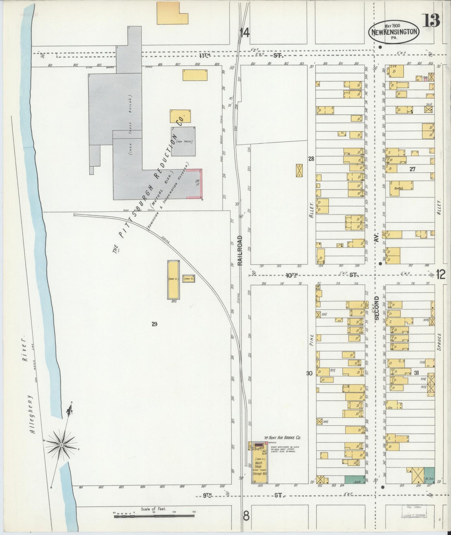 Sanborn Fire Insurance Map from New Kensington, Westmoreland County, Pennsylvania (1900), Sheet #0013 - Complete Map Set gallery image, historic Sanborn map, vintage wall art, Pennsylvania Pennsylvania