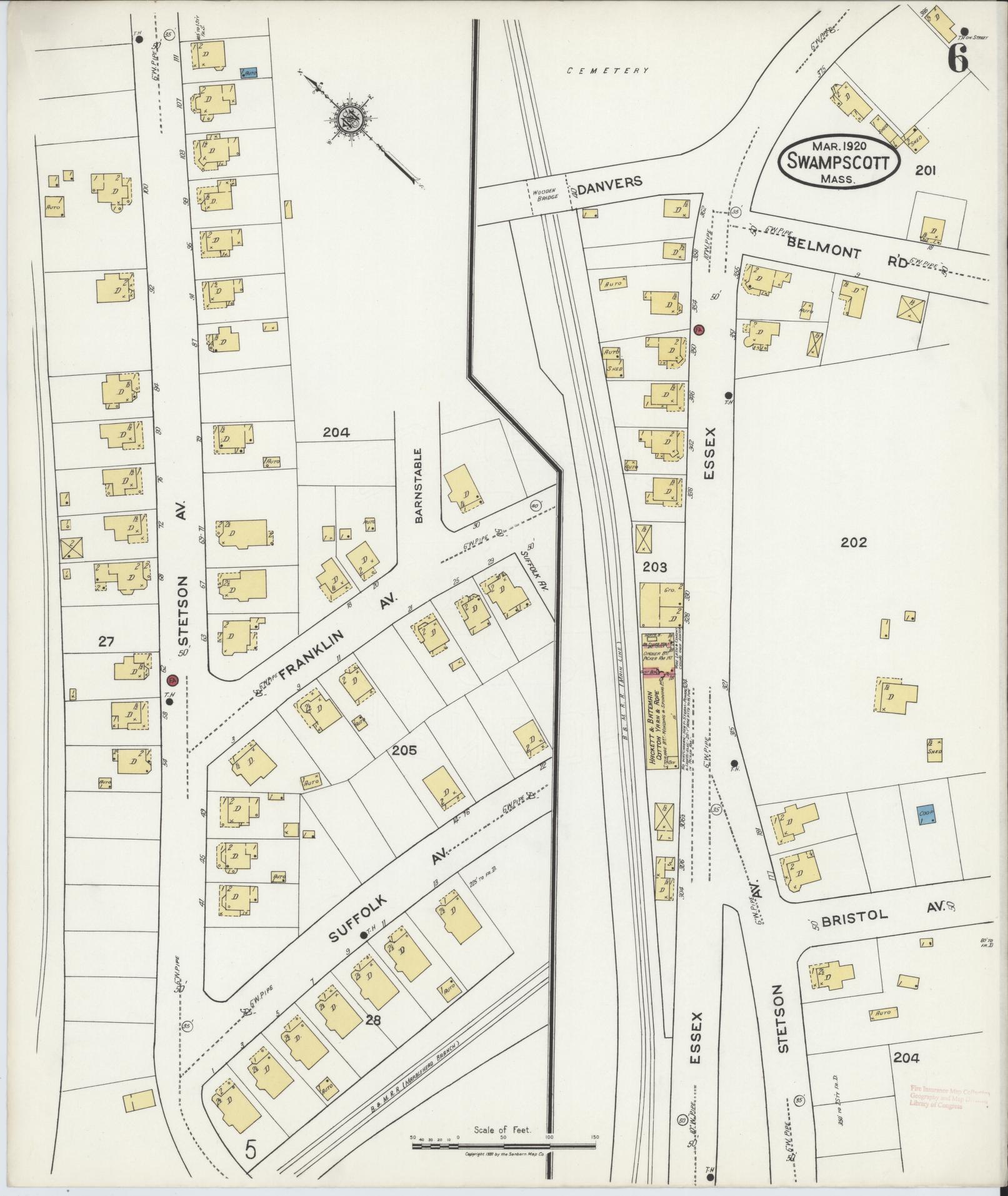 Sanborn Fire Insurance Map from Swampscott, Essex County, Massachusetts (1920), Sheet #0006 - Historic Sanborn Fire Insurance Map Print, vintage old map wall art, antique decor, genealogy gift, Massachusetts Massachusetts map