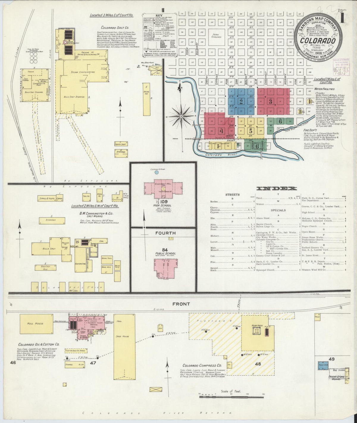 Sanborn Fire Insurance Map from Colorado, Mitchell County, Texas (1908), Sheet #0001 - Complete Map Set gallery image, historic Sanborn map, vintage wall art, Texas Texas