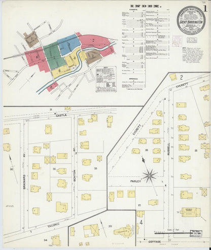 Sanborn Fire Insurance Map from Great Barrington, Berkshire County, Massachusetts (1903), Sheet #0001 - Historic Sanborn Fire Insurance Map Print, vintage old map wall art, antique decor, genealogy gift, Massachusetts Massachusetts map