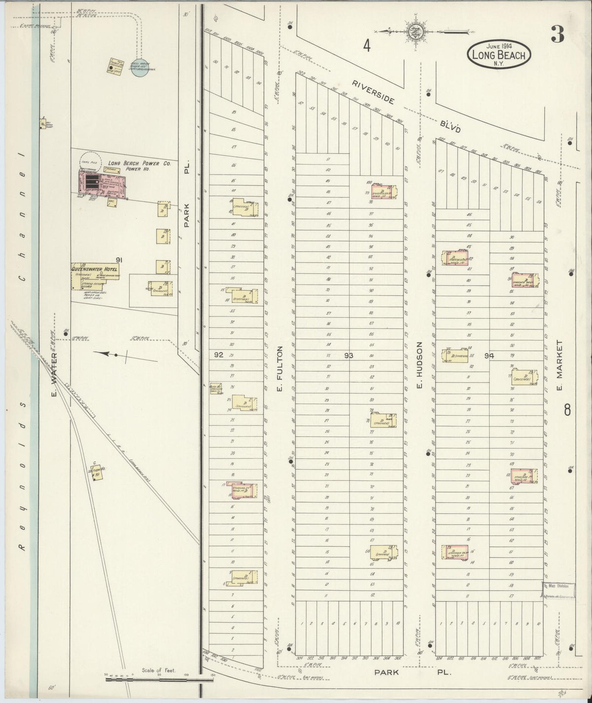 Sanborn Fire Insurance Map from Long Beach, Nassau County, New York (1914), Sheet #0003 - Complete Map Set gallery image, historic Sanborn map, vintage wall art, New York New York