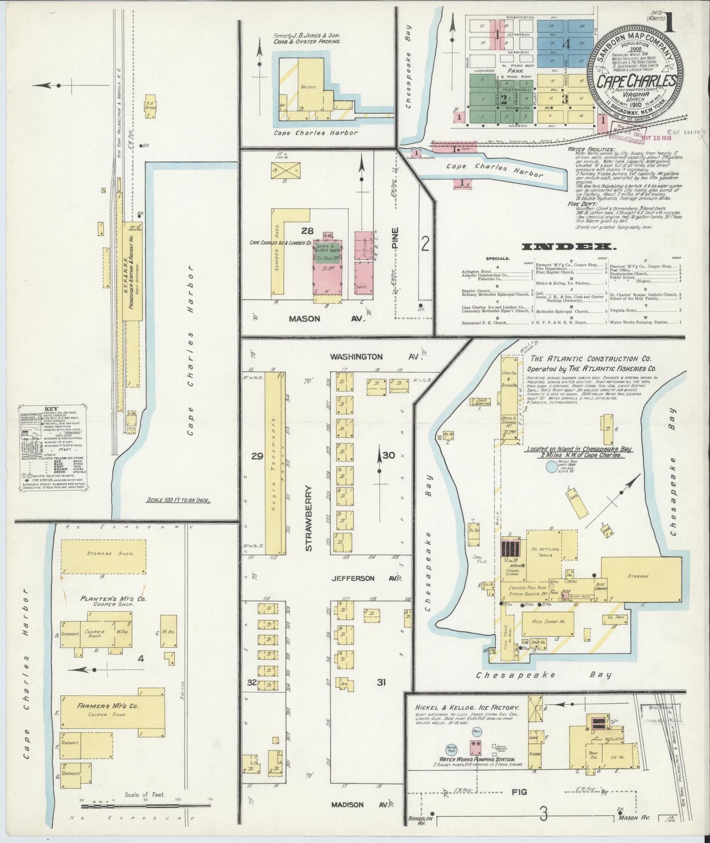 Sanborn Fire Insurance Map from Cape Charles, Northampton County, Virginia. (1910) – Historic Sanborn Fire Insurance Map Print