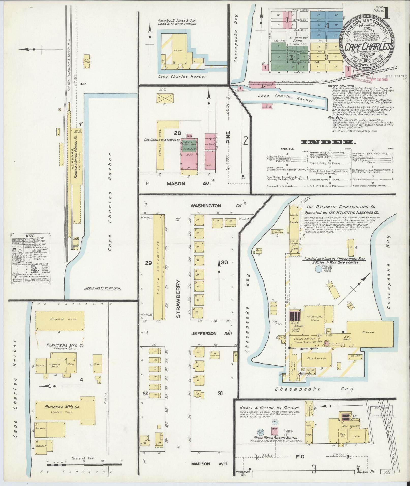 Sanborn Fire Insurance Map from Cape Charles, Northampton County, Virginia. (1910) – Historic Sanborn Fire Insurance Map Print