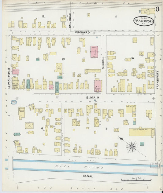 Sanborn Fire Insurance Map from Frankfort, Herkimer County, New York (1891), Sheet #0003 - Historic Sanborn Fire Insurance Map Print, vintage old map wall art, antique decor, genealogy gift, New York New York map