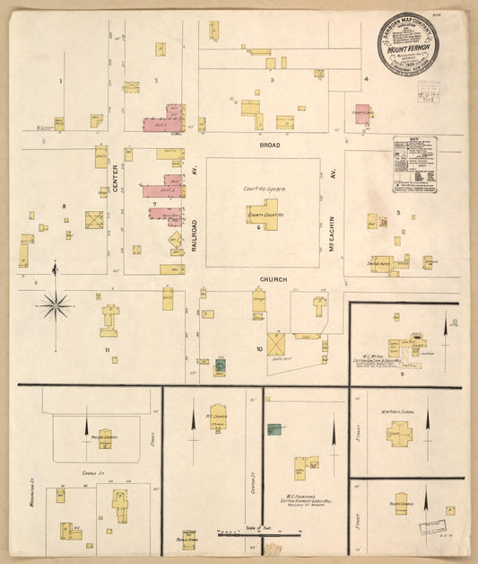 Sanborn Fire Insurance Map from Mount Vernon, Montgomery County, Georgia (1906), Sheet #0001 - Historic Sanborn Fire Insurance Map Print, vintage old map wall art, antique decor, genealogy gift, Georgia Georgia map
