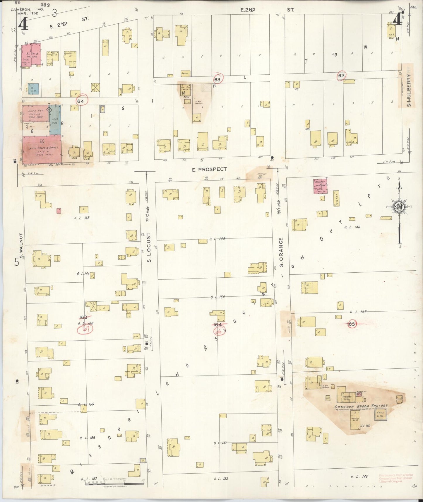 Sanborn Fire Insurance Map from Cameron, Clinton County, Missouri (1944), Sheet #0004 - Complete Map Set gallery image, historic Sanborn map, vintage wall art, Missouri Missouri