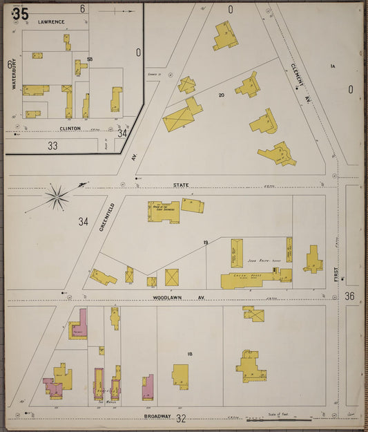 Sanborn Fire Insurance Map from Saratoga, Saratoga County, New York (1900), Sheet #0035 - Historic Sanborn Fire Insurance Map Print, vintage old map wall art, antique decor, genealogy gift, New York New York map