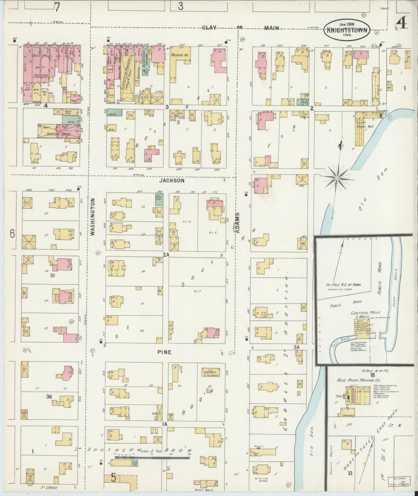 Sanborn Fire Insurance Map from Knightstown, Henry County, Indiana (1898), Sheet #0004 - Complete Map Set gallery image, historic Sanborn map, vintage wall art, Indiana Indiana