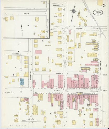 Sanborn Fire Insurance Map from Union, Union County, South Carolina (1910), Sheet #0003 - Complete Map Set gallery image, historic Sanborn map, vintage wall art, South Carolina South Carolina