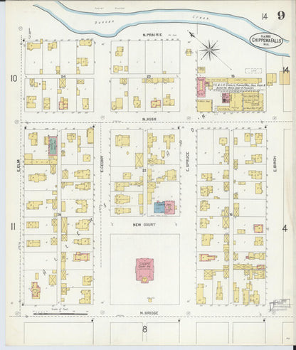 Sanborn Fire Insurance Map from Chippewa Falls, Chippewa County, Wisconsin (1903), Sheet #0009 - Complete Map Set gallery image, historic Sanborn map, vintage wall art, Wisconsin Wisconsin