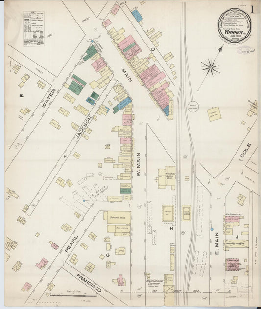 Sanborn Fire Insurance Map from Warren, Jo Daviess County, Illinois (1885), Sheet #0001 - Complete Map Set gallery image, historic Sanborn map, vintage wall art, Illinois Illinois