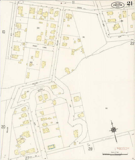 Sanborn Fire Insurance Map from Lewiston, Nez Perce County, Idaho (1918), Sheet #0021 - Historic Sanborn Fire Insurance Map Print, vintage old map wall art, antique decor, genealogy gift, Idaho Idaho map