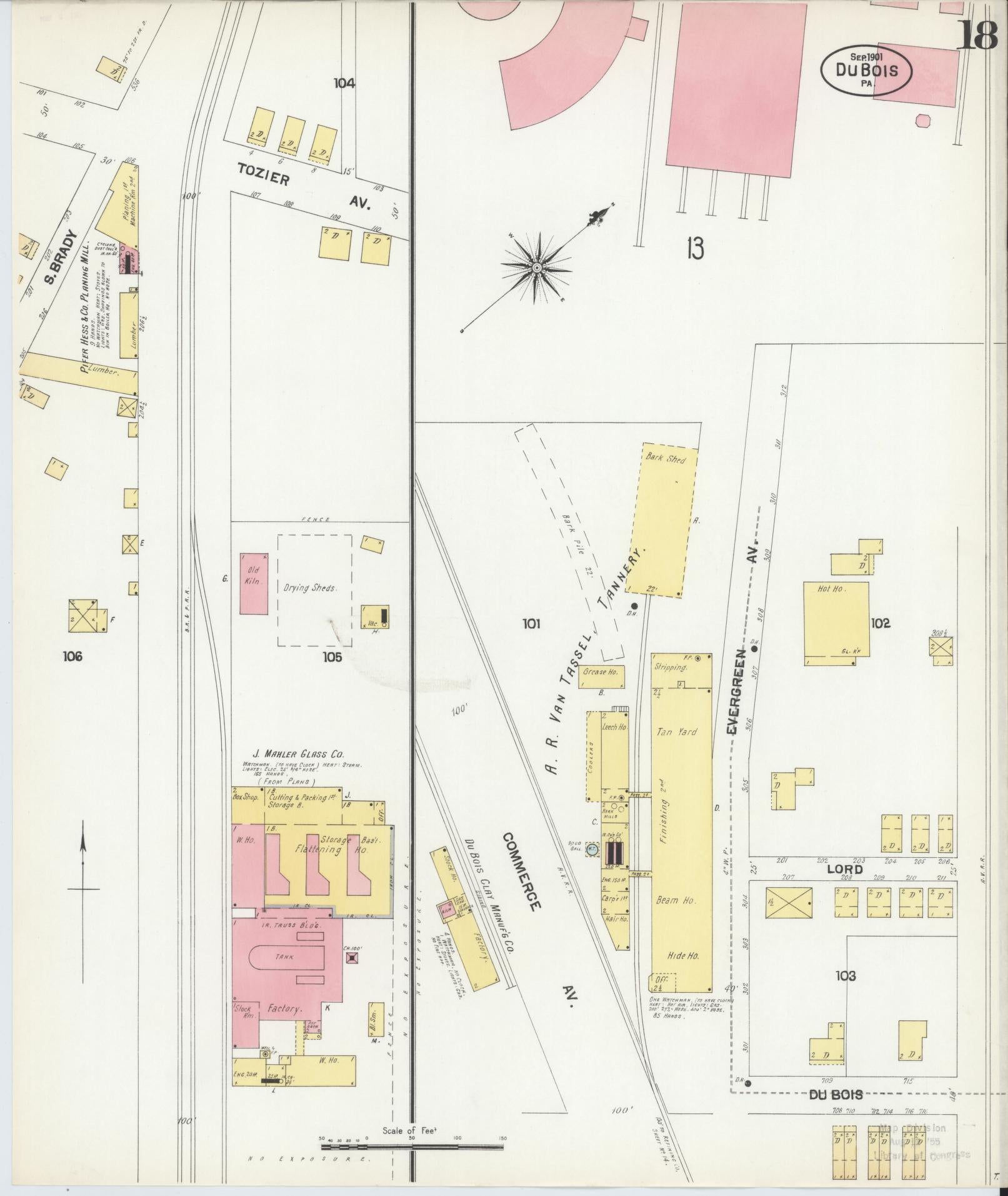 Sanborn Fire Insurance Map from Du Bois, Clearfield County, Pennsylvania (1901), Sheet #0018 - Historic Sanborn Fire Insurance Map Print, vintage old map wall art, antique decor, genealogy gift, Pennsylvania Pennsylvania map