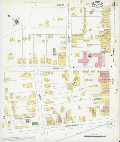 Sanborn Fire Insurance Map from Freehold, Monmouth County, New Jersey (1901), Sheet #0003 - Complete Map Set gallery image, historic Sanborn map, vintage wall art, New Jersey New Jersey