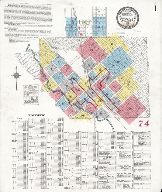 Sanborn Fire Insurance Map from Pocatello, Bannock County, Idaho (1921), Sheet #0001 - Complete Map Set gallery image, historic Sanborn map, vintage wall art, Idaho Idaho