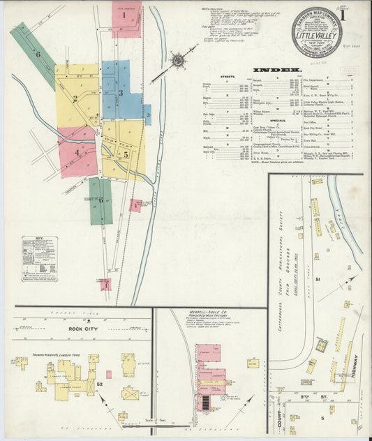 Sanborn Fire Insurance Map from Little Valley, Cattaraugus County, New York. (1910) – Historic Sanborn Fire Insurance Map Print