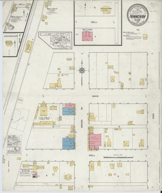 Sanborn Fire Insurance Map from Ninnekah, Grady County, Oklahoma (1916), Sheet #0001 - Historic Sanborn Fire Insurance Map Print, vintage old map wall art, antique decor, genealogy gift, Oklahoma Oklahoma map