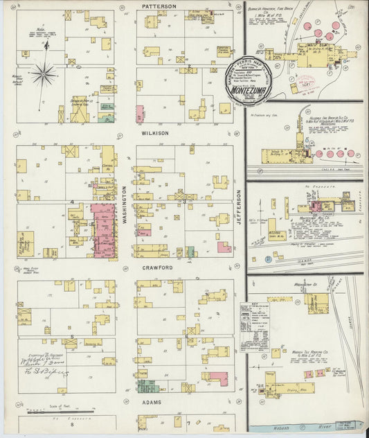 Sanborn Fire Insurance Map from Montezuma, Parke County, Indiana (1895), Sheet #0001 - Historic Sanborn Fire Insurance Map Print, vintage old map wall art, antique decor, genealogy gift, Indiana Indiana map