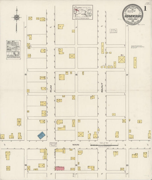 Sanborn Fire Insurance Map from Harmonsburg, Crawford County, Pennsylvania (1922), Sheet #0001 - Historic Sanborn Fire Insurance Map Print, vintage old map wall art, antique decor, genealogy gift, Pennsylvania Pennsylvania map