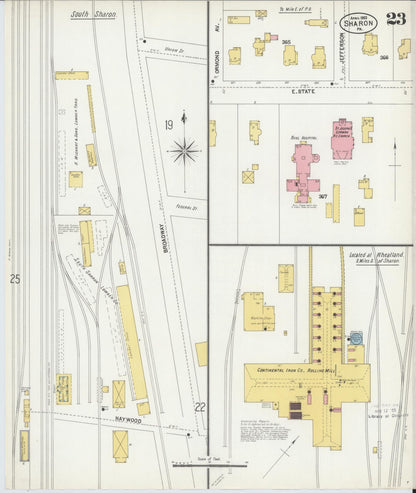 Sanborn Fire Insurance Map from Sharon, Mercer County, Pennsylvania (1903), Sheet #0023 - Historic Sanborn Fire Insurance Map Print, vintage old map wall art, antique decor, genealogy gift, Pennsylvania Pennsylvania map