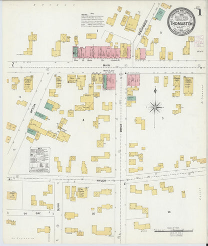 Sanborn Fire Insurance Map from Thomaston, Knox County, Maine (1904), Sheet #0001 - Complete Map Set gallery image, historic Sanborn map, vintage wall art, Maine Maine