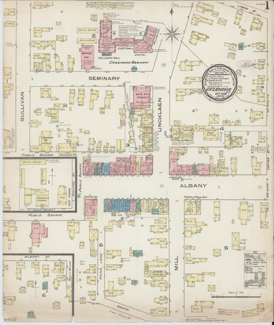 Sanborn Fire Insurance Map from Cazenovia, Madison County, New York (1885), Sheet #0001 - Complete Map Set gallery image, historic Sanborn map, vintage wall art, New York New York