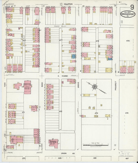 Sanborn Fire Insurance Map from Bridgeport, Montgomery County, Pennsylvania (1920), Sheet #0009 - Historic Sanborn Fire Insurance Map Print, vintage old map wall art, antique decor, genealogy gift, Pennsylvania Pennsylvania map
