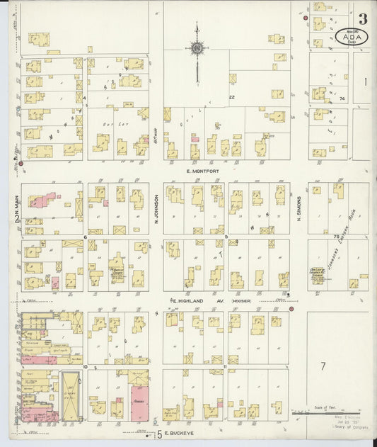 Sanborn Fire Insurance Map from Ada, Hardin County, Ohio (1910), Sheet #0003 - Historic Sanborn Fire Insurance Map Print, vintage old map wall art, antique decor, genealogy gift, Ohio Ohio map