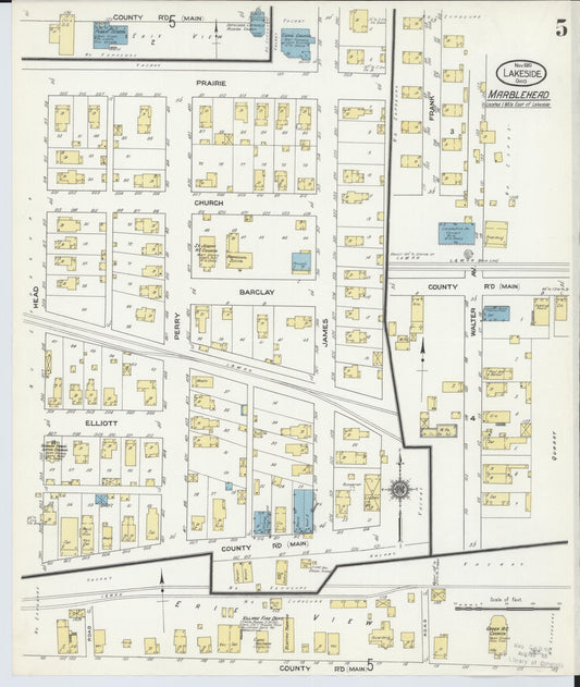 Sanborn Fire Insurance Map from Lakeside, Ottawa County, Ohio (1910), Sheet #0005 - Historic Sanborn Fire Insurance Map Print, vintage old map wall art, antique decor, genealogy gift, Ohio Ohio map