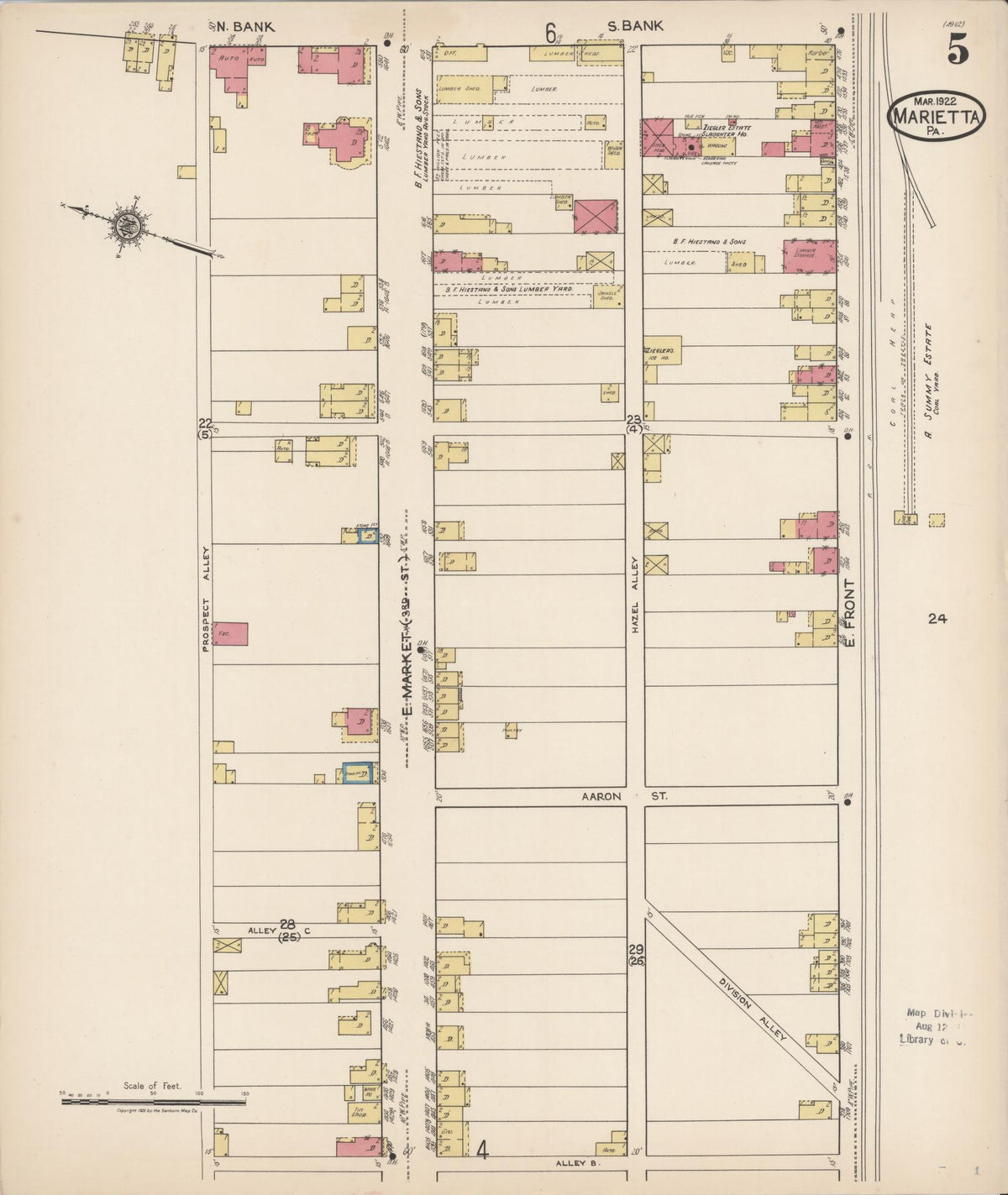 Sanborn Fire Insurance Map from Marietta, Lancaster County, Pennsylvania (1922), Sheet #0005 - Complete Map Set gallery image, historic Sanborn map, vintage wall art, Pennsylvania Pennsylvania