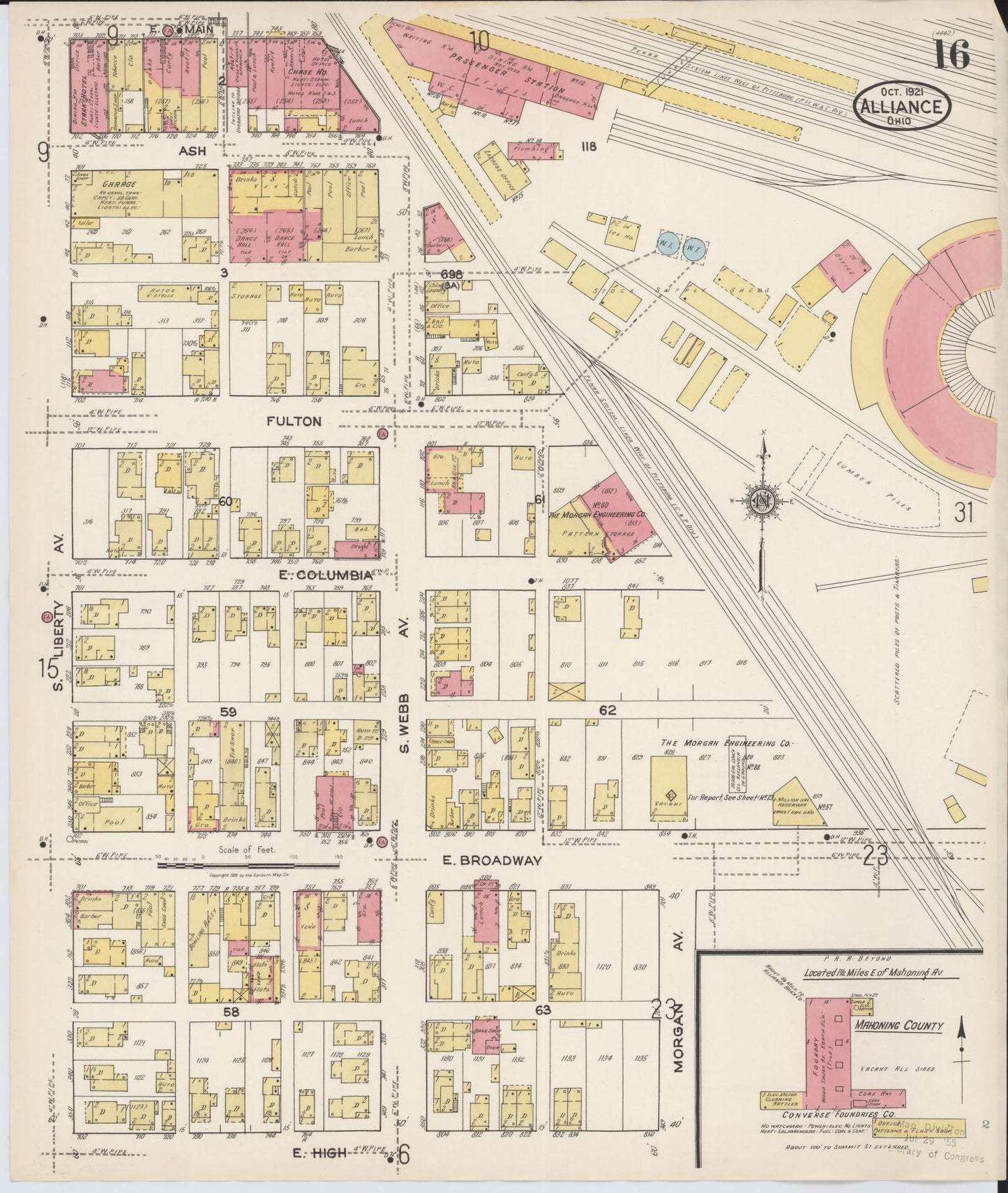 Sanborn Fire Insurance Map from Alliance, Stark County, Ohio (1921), Sheet #0016 - Complete Map Set gallery image, historic Sanborn map, vintage wall art, Ohio Ohio