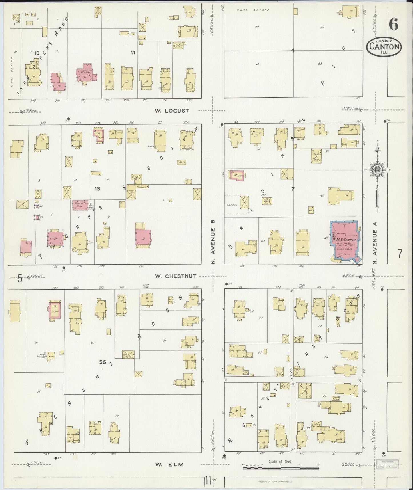 Sanborn Fire Insurance Map from Canton, Fulton County, Illinois (1917), Sheet #0006 - Complete Map Set gallery image, historic Sanborn map, vintage wall art, Illinois Illinois