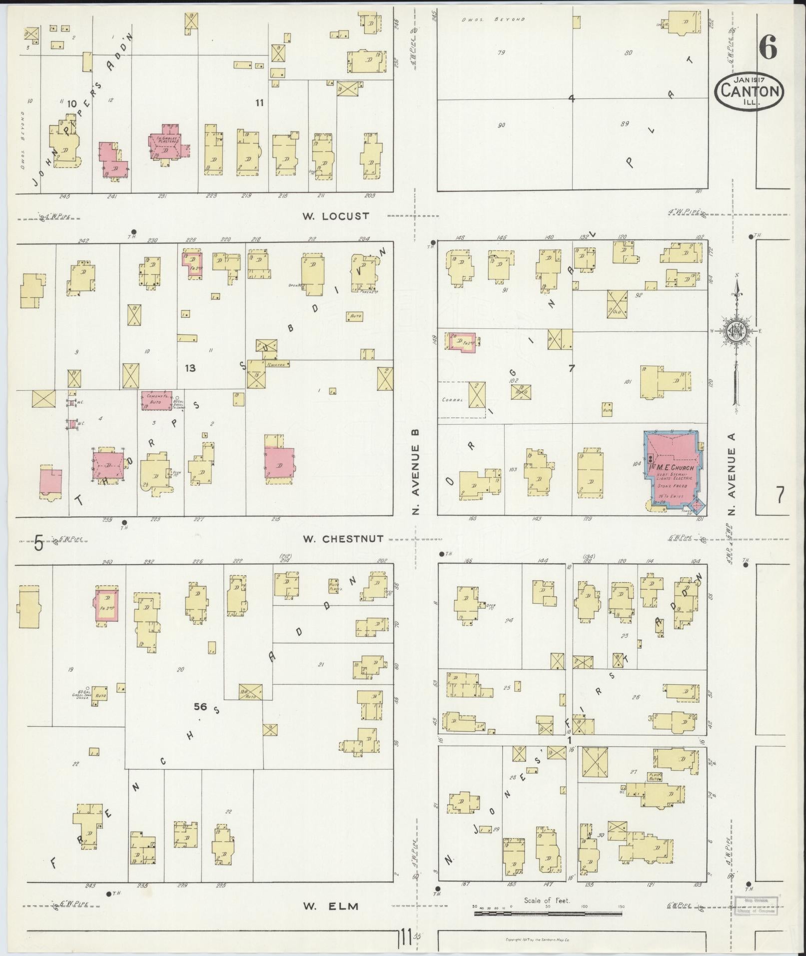 Sanborn Fire Insurance Map from Canton, Fulton County, Illinois (1917), Sheet #0006 - Complete Map Set gallery image, historic Sanborn map, vintage wall art, Illinois Illinois
