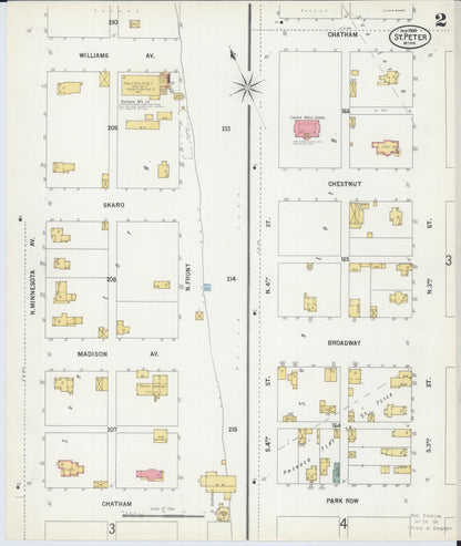 Sanborn Fire Insurance Map from Saint Peter, Nicollet County, Minnesota (1900), Sheet #0002 - Historic Sanborn Fire Insurance Map Print, vintage old map wall art, antique decor, genealogy gift, Minnesota Minnesota map